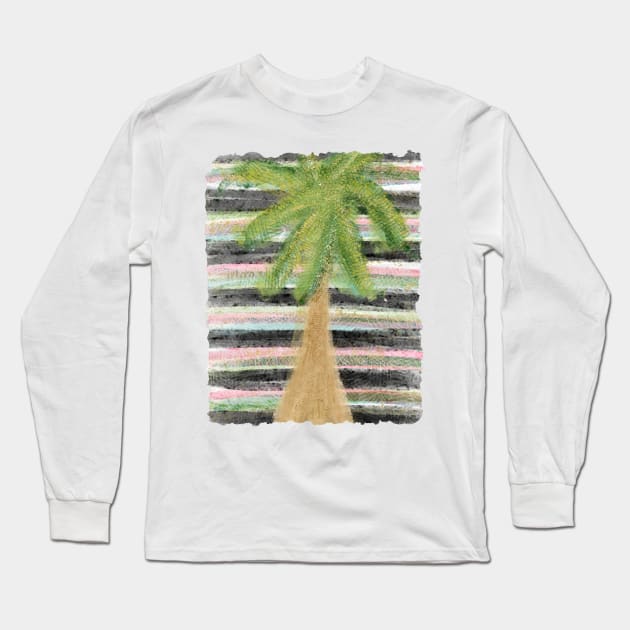 Rainbow Stripe Palm Tree Long Sleeve T-Shirt by Lovelier By Mal